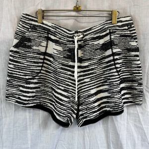 WHITE+WARREN Zebra-print Organic-cotton Blend Denim Shorts Size L